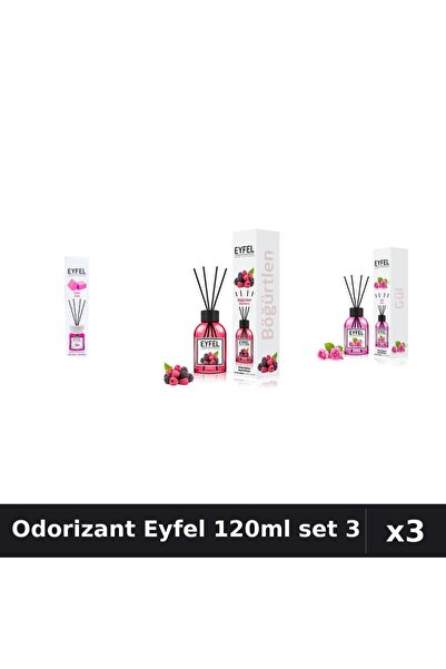 Eyfel Set 3 Odorizant Camera Betisoare 120ml - Bubble Gum, Fructe Pădure, Tra...
