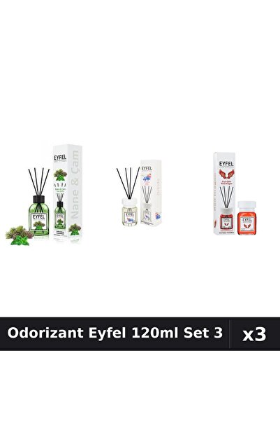 Eyfel Set 3 Odorizant Camera Betisoare 120ml - Pin Mentă, Orhidee, Red Dragon