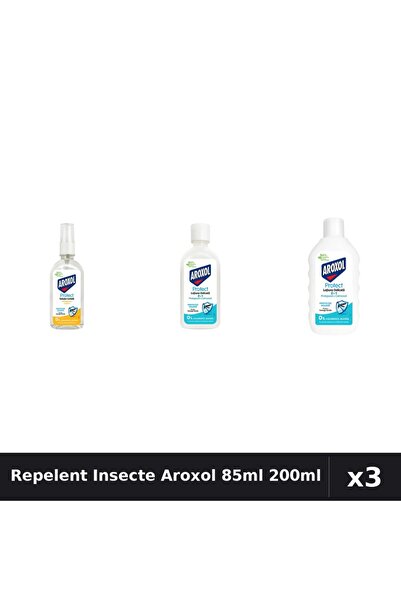 Aroxol Set 3 Loțiune Repelent Insecte 85ml, 200ml - Protecție Eficientă Împot...