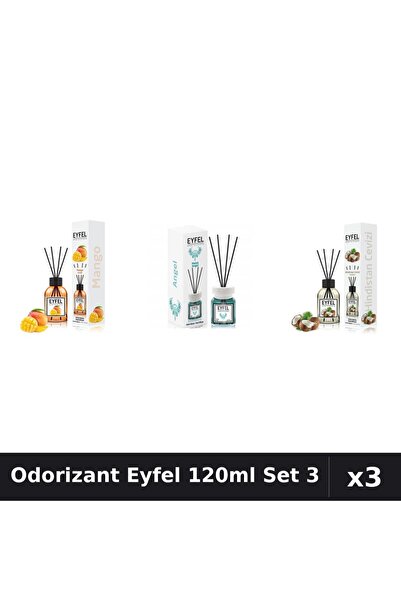 Eyfel Set 3 Odorizant Camera Betisoare 120ml - Angel, Mango, Nucă de Cocos