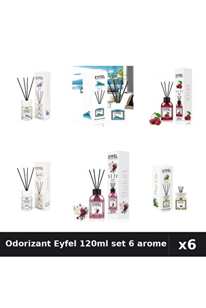 Eyfel Set 6 Odorizante Camera Betisoare 120ml - Orhidee, Ocean, Cireșe, Bumba...