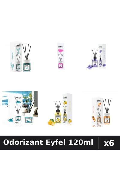 Eyfel Set 6 Odorizante Camera Betisoare - 6 Arome Asortate, 120ml Parfum