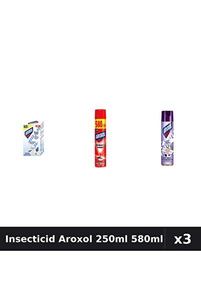 Aroxol Set 3 Spray Insecticid 250ml 580ml - Anti Gandaci, Tantari, Muste