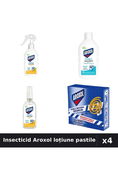 Aroxol Set 4 Insecticid - Loțiune Repelent 200ml + 85ml, Pastile Anti-Insecte