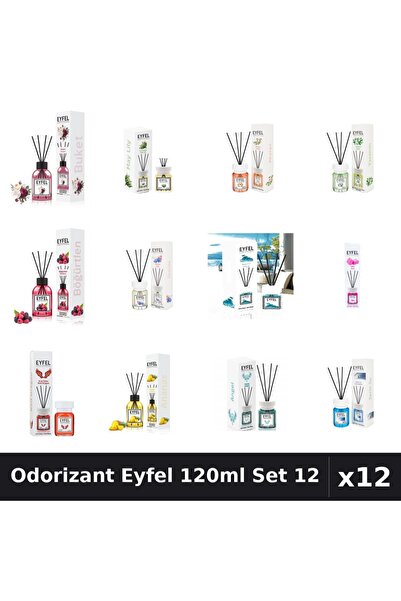 Eyfel Set 12 Odorizant Camera Betisoare 120ml - 12 Arome Asortate, Parfum Intens