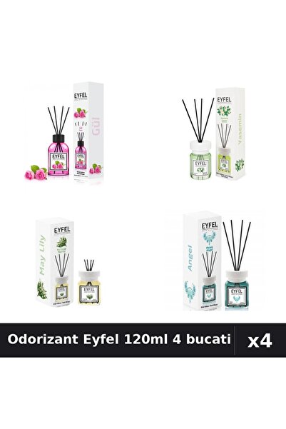 Eyfel Set 4 Odorizant Camera Betisoare - Trandafir, Iasomie, Lacramioare, Ang...