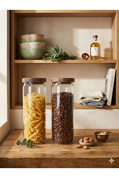 Dia Akasya Vacuum Lid Set of 2 1500 ml Glass Jars Food Storage Container Set