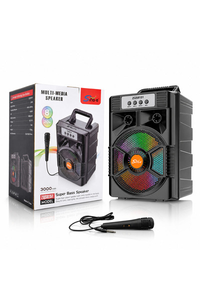 singe 8-Inch Portable Bluetooth Karaoke Speaker RGB LED Wireless Party Speake...