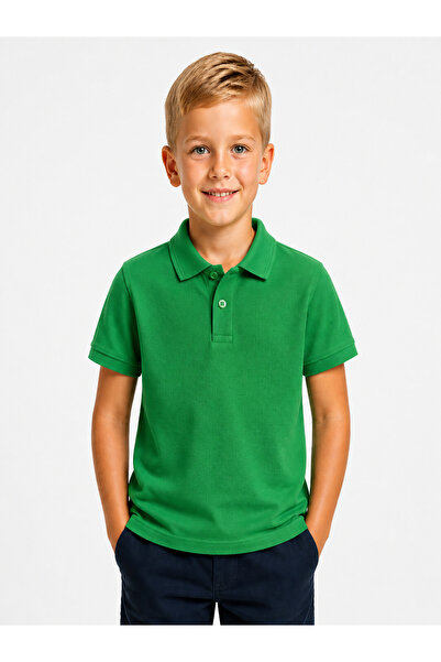 AJN Kids Polo Yaka Basic Kısa Kollu Unisex Çocuk Tişört Okul