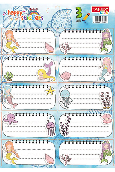 Tanex SCHOOL LABELS 30/SET MERMAIDS TLS-828