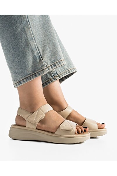 ALOGO Women's Beige Sandals Made of Ecological Leather Ylf