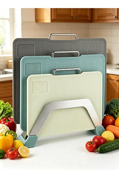 Yoawllty 3PCS Cutting Board Set with Holder, Food-Grade Non-Slip Chopping Boa...
