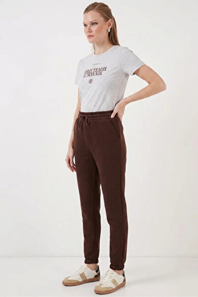 buğrahayalin Women's High Waist Elastic Leg Brown Sweatpants