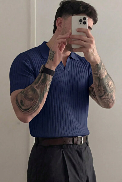 Tarz Cool Premium Ribbed Knitwear Polo Collar Men's Old Money T-Shirt