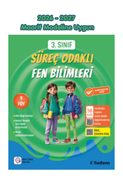 Tudem Yayınları Tudem 3.Sınıf Süreç Odaklı Fen Bilimleri Soru Bankası 2026-27...