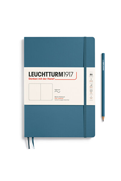 Leuchtturm Caiet B5 cu copertă flexibilă din vellum, albastru piatră