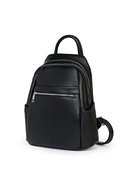 myOwn Black leather women's backpack Jonathan