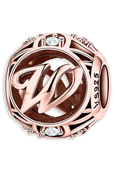 Larezo pandantiv, element decorativ, Model Floare Roz Cu Litera Initiala W, Z...
