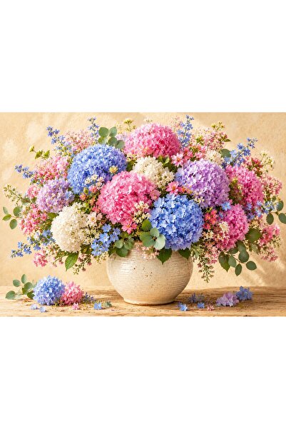OEM Elegant Canvas Painting with Hydrangeas – Size 60x40 cm