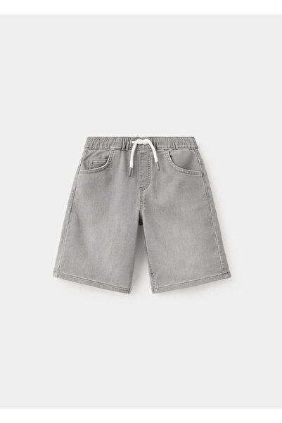 MANGO Kids Beli lastikli bermuda denim şort
