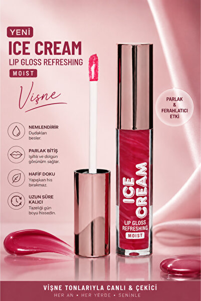 SETBEAUTY VİŞNE RENGİ SİMLİ RENKLİ DUDAK PARLATICI RUJ – ICE CREAM LİP GLOSS 05