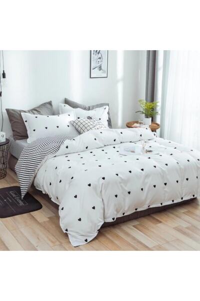 CasaDesteapta.ro Satin Cotton Duvet Cover Set , 4 Pieces, with Stretchy Bed S...