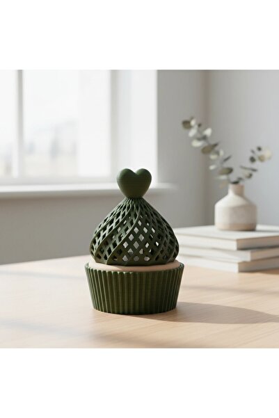 OEM Decorative Muffin-Type Electric Candle Holder with Heart Element