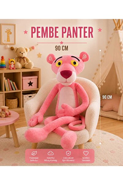 Toyzoy Toys Pembe Panter Peluş 90 cm- Dev Boy & Sevimli Çocuk Hediyesi