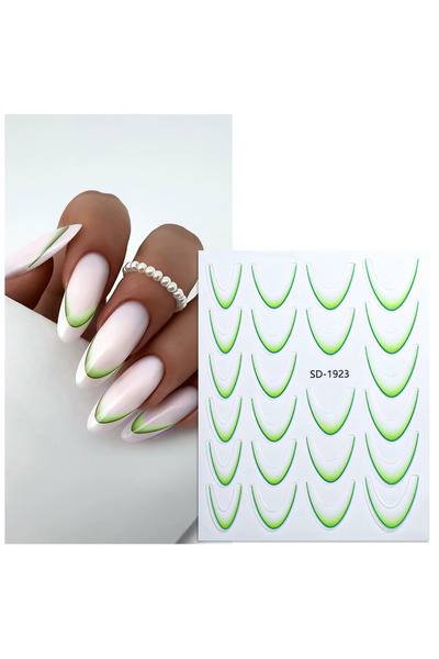 aba nails Ombre Efekt French Tırnak Sticker Yeşil Nail Art SD-1923