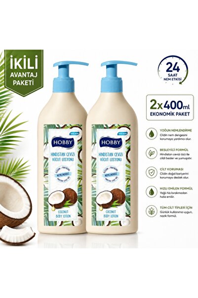 Hobby Vücut Losyonu Hindistan Cevizi 400 ml 2 Adet