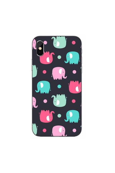 OEM Husa compatibila cu Apple iPhone XS Silicon Gel Tpu Model Pattern Elefant