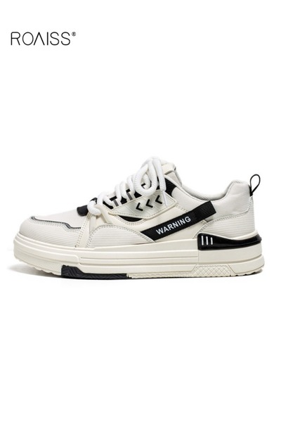 ROAISS Men's Comfortable and Breathable Low Top Lace-Up Sneakers Non-slip and...