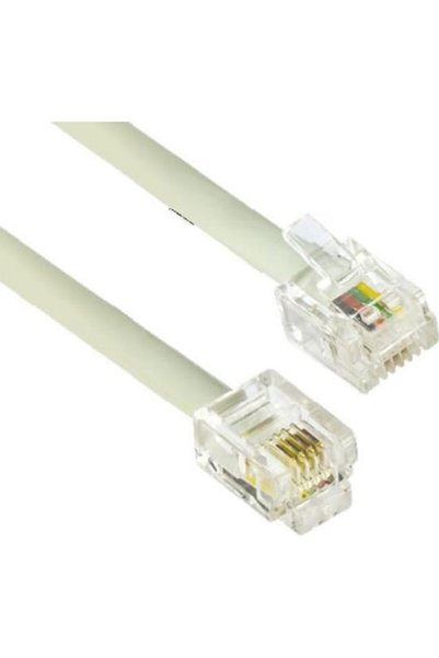 VCOM Στρογγυλό Καλώδιο Τηλεφώνου RJ11 6P4C 2μ Γκρι