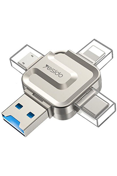 Yesido Αναγνώστης καρτών Lightning / micro USB / USB 3.0 για SD Ασημί