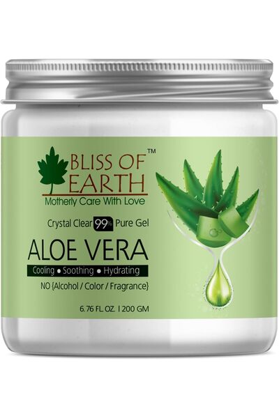 Bliss of Earth Paraben Free Aloe Vera Gel, 200g | Pure Natural After Sun & Da...