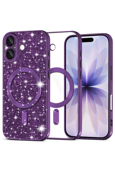 Techsuit Θήκη iPhone 17, Πολυτελής με Γκλίτερ, MagSafe, Αντικραδασμική, Μωβ
