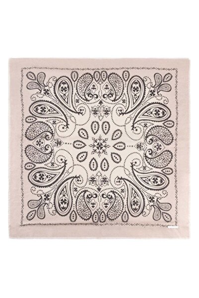 Silk and Cashmere Beyaz Jas İpekli Baskılı Kare Şal 70x70 cm