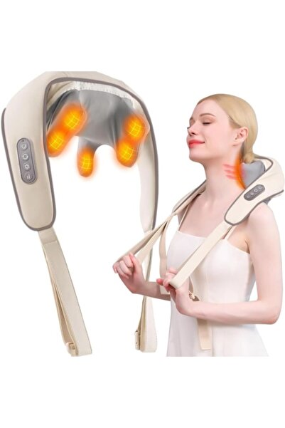 DealsReall Masajor cervical fără mâini, 6D, cu încălzire, pentru gât, umeri ș...