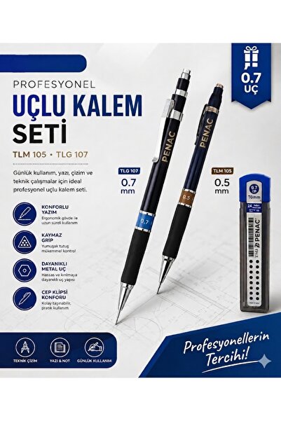 PENAC TLG 107 0.7 mm + TLG 105 0.5 mm Uçlu Kalem Seti + Uç Hediyeli, Kalem Se...