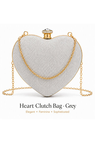 iTin Elegant heart-shaped clutch bag, with rhinestones and gold chain, for sp...