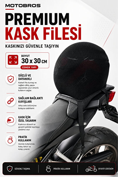 Motobros Motosiklet kask taşıma filesi universal model kask bagaj lastiği filesi