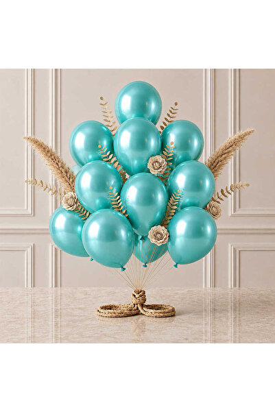 BeySüS Turquoise Color Latex Metallic Balloons (30 cm) - 12 Pieces