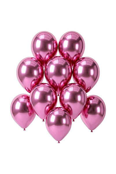 BeySüS Pink Color Latex Chrome Balloon (15 cm) - 10 Pieces