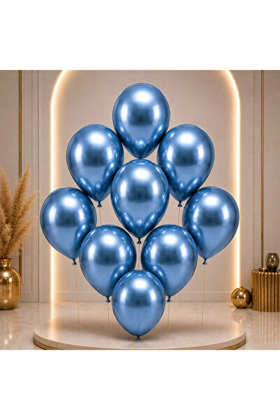 BeySüS Blue Color Latex Chrome Balloon (30 cm) - 50 Pieces