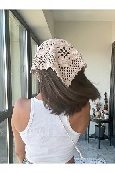 Merishe Jewerly باندانا ميريشي كروشيه منقوشة بنمط زهور اللاتيه محبوكة يدويًا