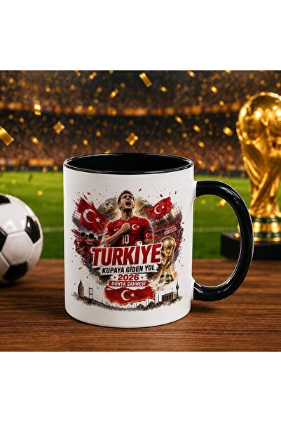Bk Gift كأس أسود بتصميم كأس العالم لكرة القدم بتصميم مشجعي تركيا - روح فريق و...