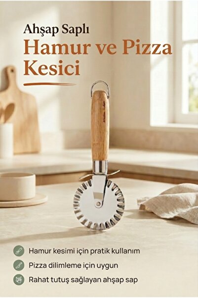 VD Ahşap Saplı Paslanmaz Çelik Pizza ve Hamur Kesici