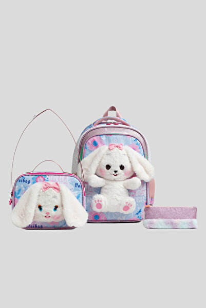 VEIBAG Cozybunny 3'lü Kız Çocuk İlkokul Okul Çantası Seti Tavşanlı Sırt Çanta...
