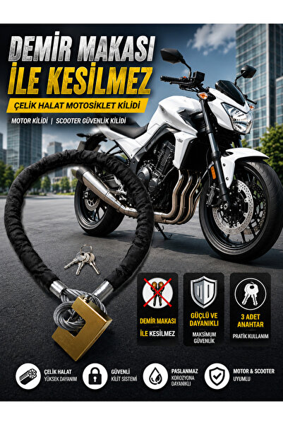 beneficio 10 mm 3 Metre Kesilmez Çelik Halat Motosiklet Kilidi Motor Kilidi S...