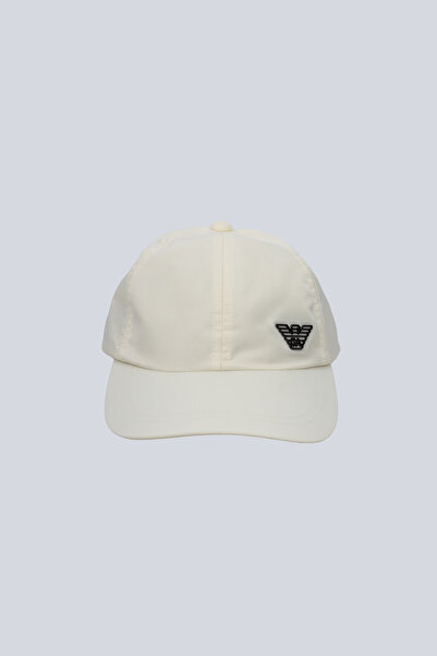 Emporio Armani Men's Eagle Plate Adjustable Metal Buckle Cream Sports Hat